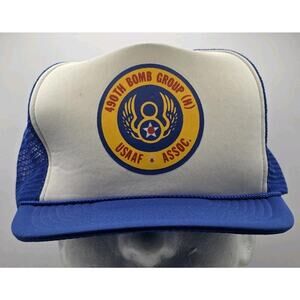 Vintage‎ 409th Bomb Group USAAF Trucker Hat Snapback Foam Cap Mesh Back San Sun